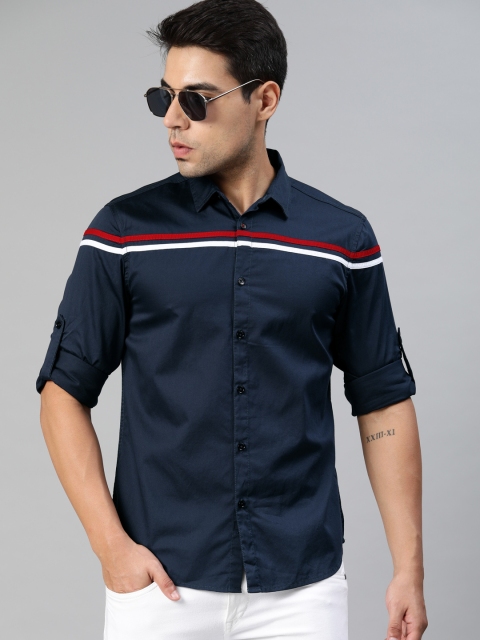 

Ducati Men Navy Blue & White Slim Fit Printed Casual Shirt