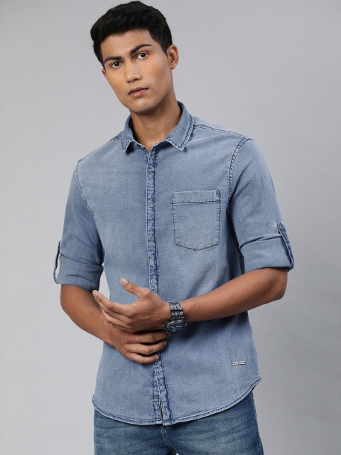 

Ducati Men Blue Slim Fit Faded Casual Denim Shirt