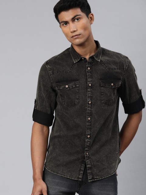 

Ducati Men Charcoal Slim Fit Faded Casual Denim Shirt