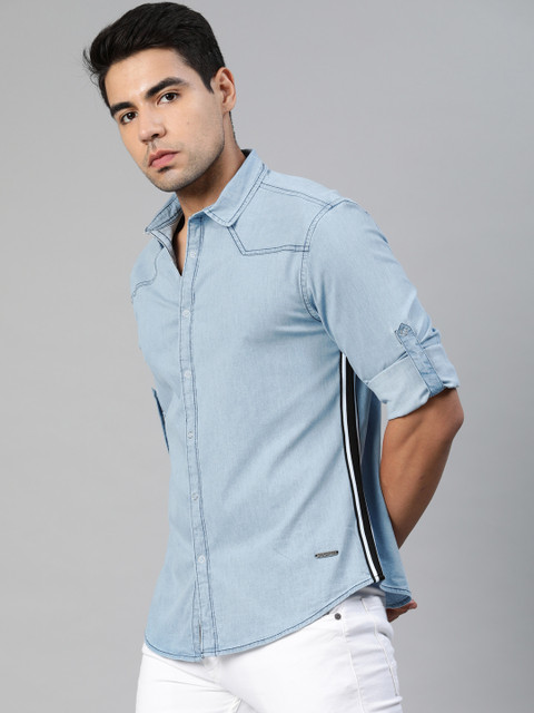 

Ducati Men Blue Slim Fit Solid Casual Shirt