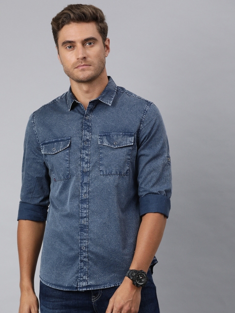 

Ducati Men Blue Slim Fit Solid Casual Shirt
