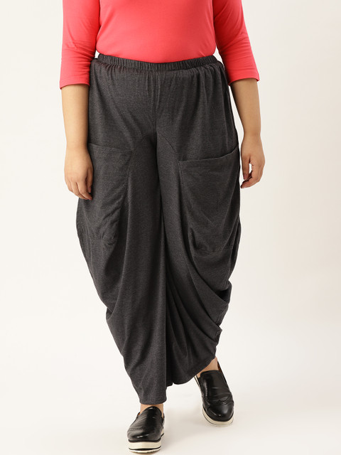 

Revolution Women Charcoal Grey Loose Fit Solid Plus Size Anti Fit Trousers