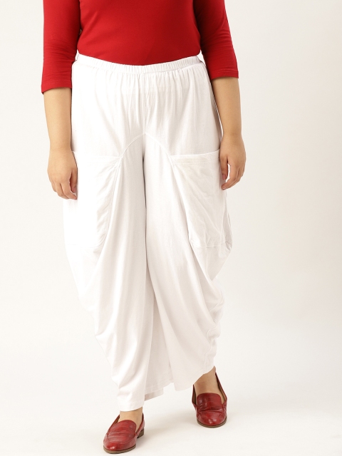 

Revolution Women White Loose Fit Solid Plus Size Anti Fit Trousers