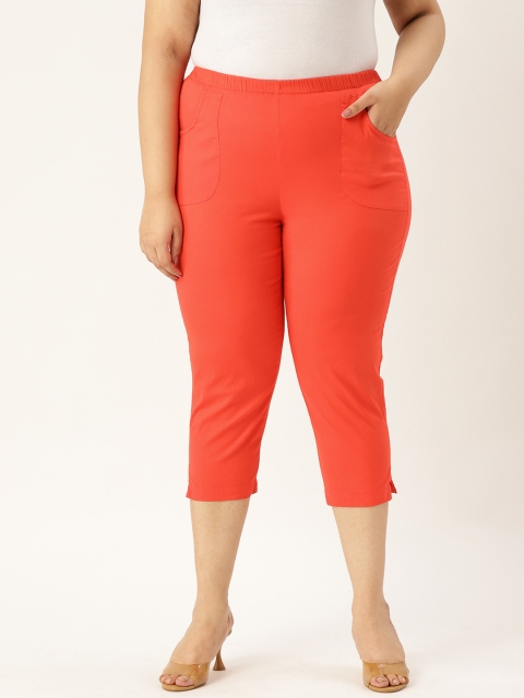 

Revolution Women Orange Solid Plus Size Regular Fit Capris