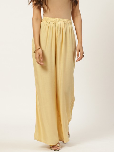 

Vastraa Fusion Women Cream-Coloured Solid Wide Leg Palazzos