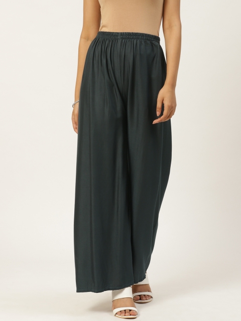 

Vastraa Fusion Women Charcoal Grey Solid Wide Leg Palazzos