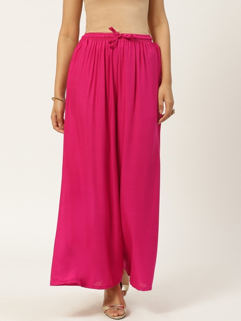 

Vastraa Fusion Women Pink Solid Wide Leg Palazzos