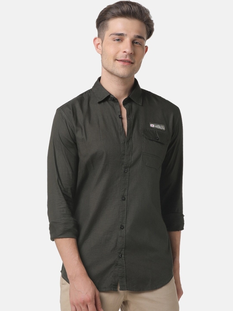 

Campus Sutra Men Green Regular Fit Solid Casual Shirt