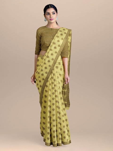 

BharatSthali Yellow & Black Banarasi Woven Design Silk Cotton Sustainable Saree