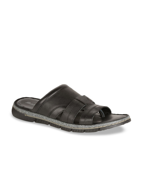 

Bata Men Black Leather Comfort Sandals