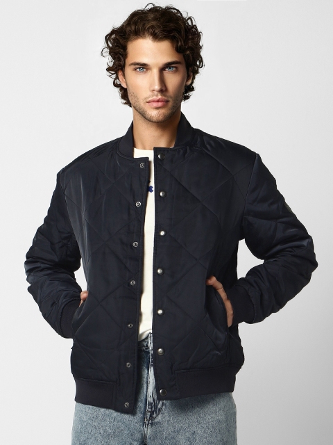 

Jack & Jones Men Navy Blue Solid Quilted Jacket