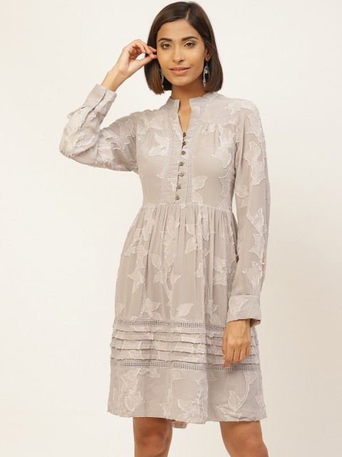 

Label Ritu Kumar Women Grey Self Design A-Line Dress
