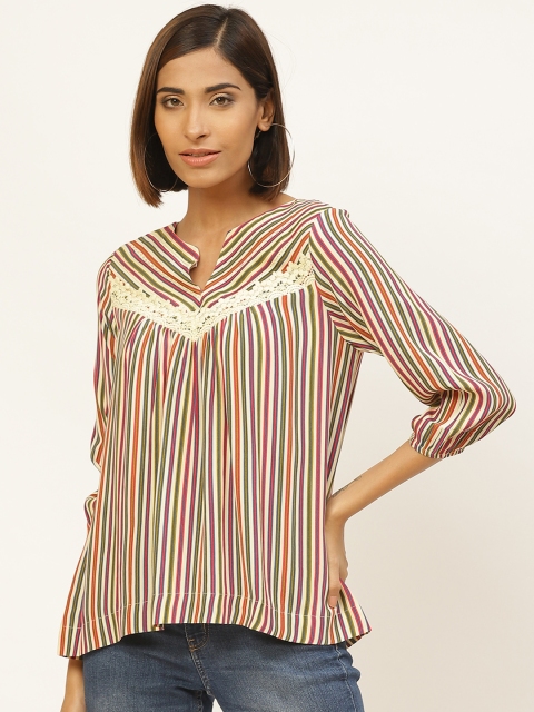 

Label Ritu Kumar Women Pink & Blue Striped Top