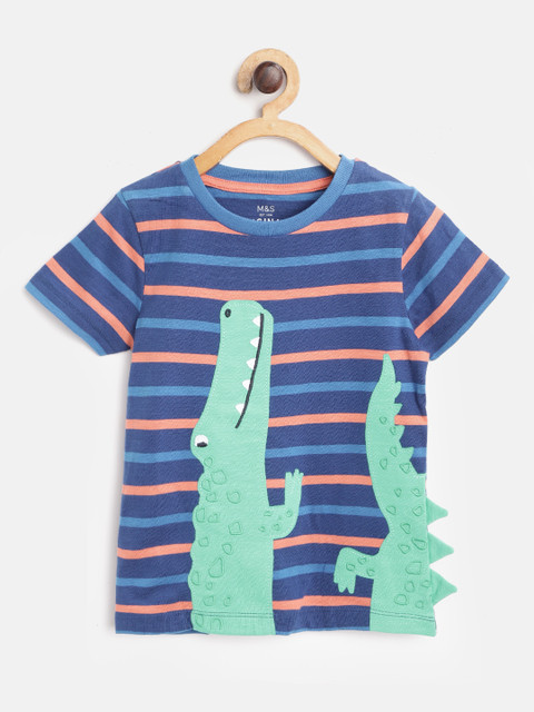 

Marks & Spencer Boys Navy Blue Striped T-shirt