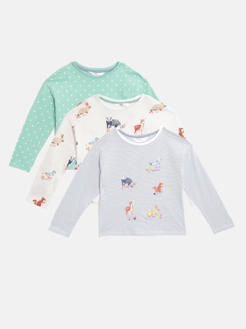 

Marks & Spencer Girls Pack of 3 Printed Pure Cotton T-shirts, Sea green