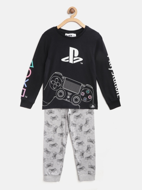 

Marks & Spencer Kids Black & Grey Melange PlayStation Print Night Suit