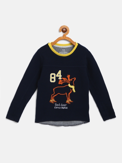 

Marks & Spencer Boys Navy Blue Self Design Round Neck T-shirt