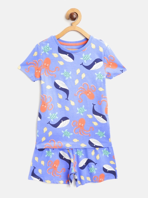 

Marks & Spencer Boys Blue & Orange Sea Animals Print Night Suit
