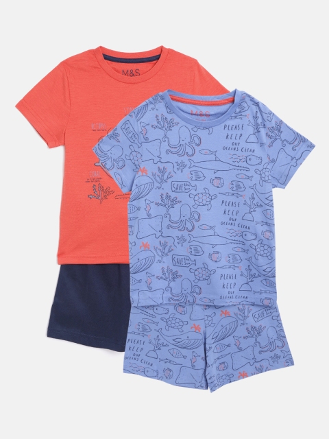 

Marks & Spencer Kids Pack of 2 Printed Night Suits, Blue