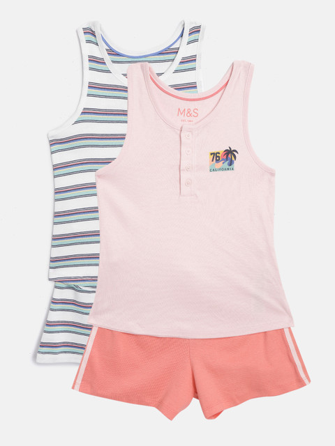 

Marks & Spencer Kids Pack of 2 Night Suits, Pink
