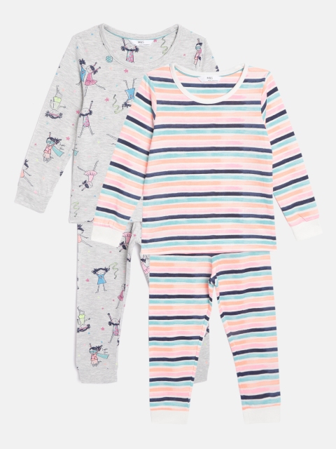 

Marks & Spencer Kids Pack of 2 Printed Night Suits, Pink