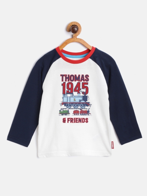

Marks Spencer Boys White Maroon Thomas Friends Print Round Neck Pure Cotton T-shirt
