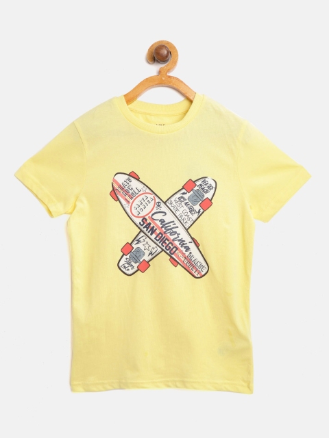 

Marks & Spencer Boys Yellow Skateboard Print Round Neck T-shirt