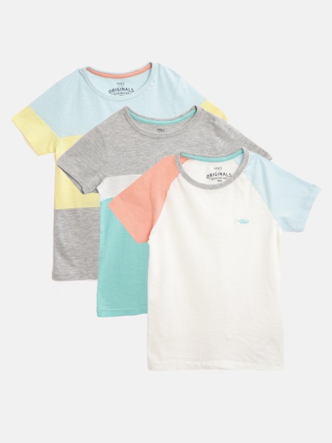 

Marks & Spencer Boys Pack of 3 Round Neck T-shirts, Grey melange