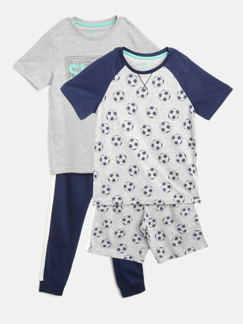 

Marks & Spencer Kids Pack of 2 Printed Night Suits, Grey melange