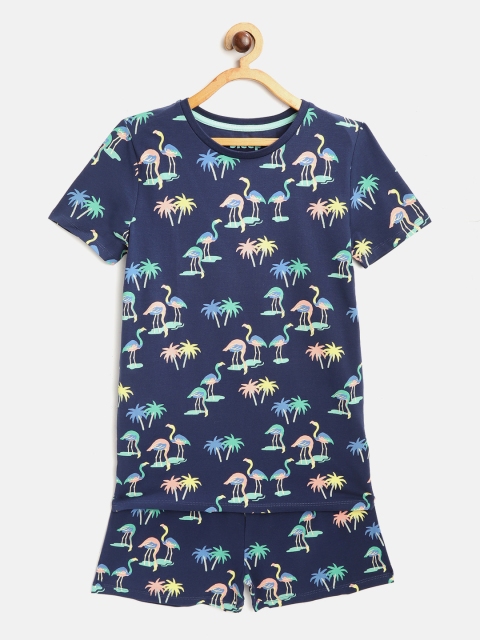 

Marks & Spencer Girls Navy Blue Tropical Print Night Suit