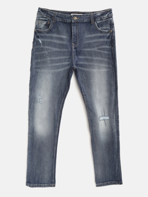 

Marks & Spencer Boys Navy Blue Regular Fit Mid-Rise Low Distress Stretchable Jeans