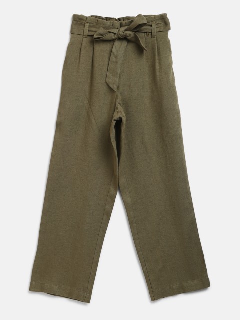 

Marks & Spencer Girls Olive Green Regular Fit Solid Peg Trousers