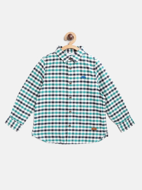 

Marks & Spencer Boys Green & White Checked Pure Cotton Shirt with Expandicuff