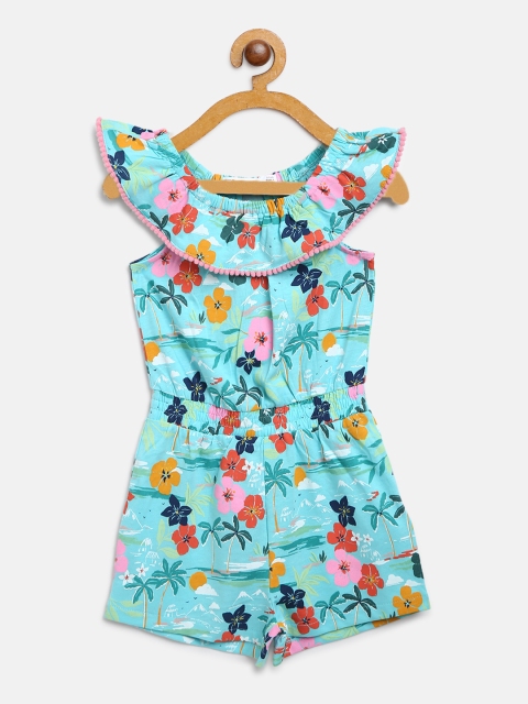 

Marks & Spencer Girls Sea Green & Pink Printed Off-Shoulder Playsuit