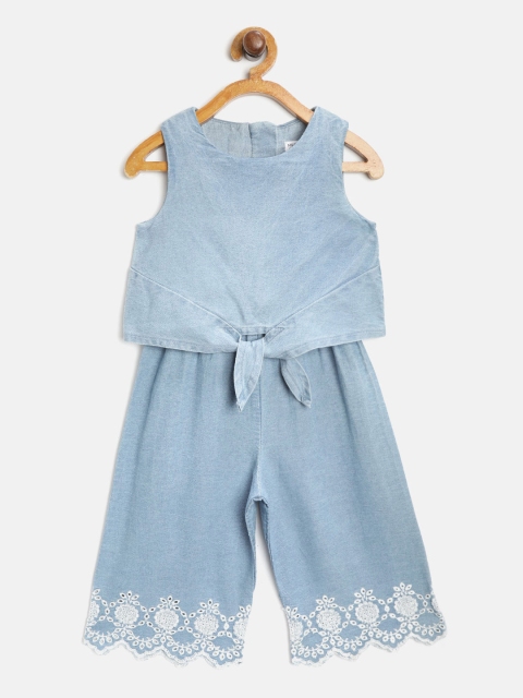 

Marks & Spencer Girls Blue Solid Layered Chambray Basic Jumpsuit