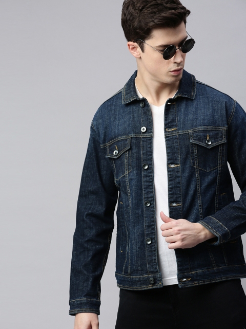 

WROGN Men Blue Slim Fit Washed Denim Jacket