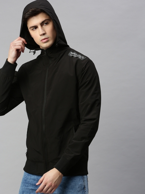 

WROGN Men Black Slim Fit Solid Open Front Jacket
