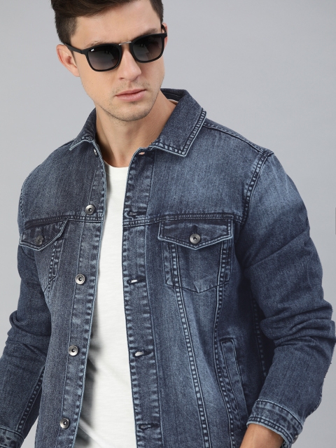 

WROGN Men Blue Faded Slim Fit Denim Jacket