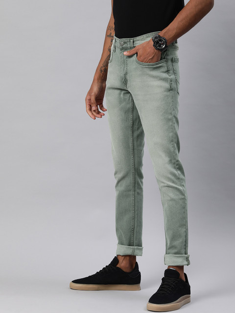 

WROGN Men Green Skinny Fit Mid-Rise Clean Look Jeans