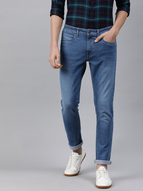 

WROGN Men Blue Slim Fit Mid-Rise Clean Look Stretchable Jeans