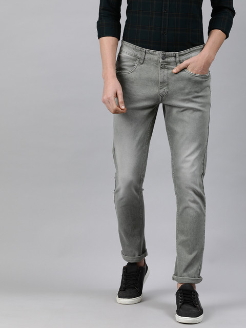 

WROGN Men Green & Grey Slim Fit Mid-Rise Clean Look Jeans