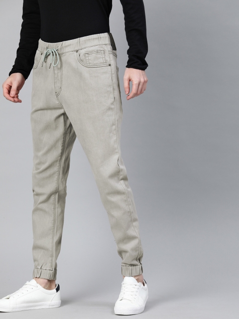 

WROGN Men Grey Jogger Fit Mid-Rise Clean Look Stretchable Jeans