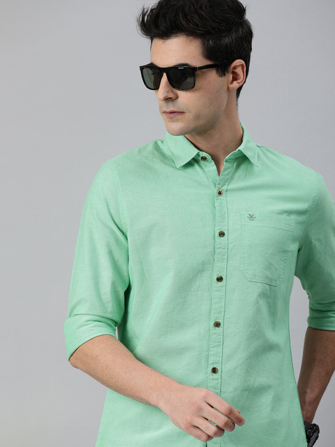 

WROGN Men Green Solid Slim Fit Casual Shirt