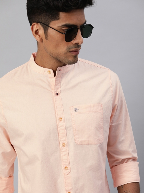 

WROGN Men Coral Pink Slim Fit Solid Casual Shirt