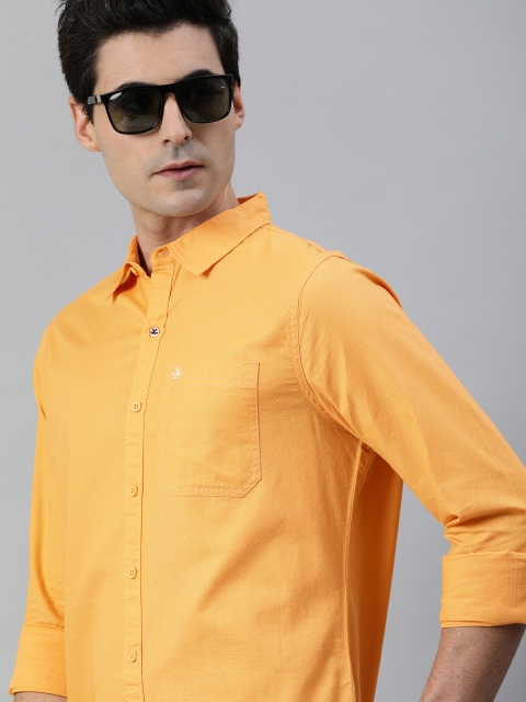 

WROGN Men Orange Slim Fit Solid Casual Shirt