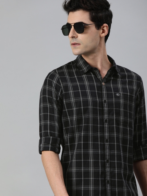 

WROGN Men Black & White Checked Slim Fit Casual Shirt