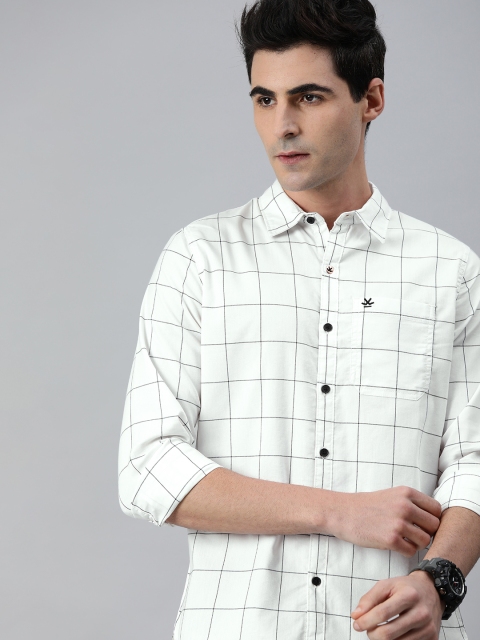 

WROGN Men White & Black Slim Fit Checked Casual Shirt