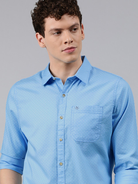 

WROGN Men Blue & White Slim Fit Printed Casual Shirt