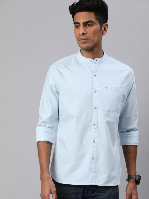

WROGN Men Blue Slim Fit Solid Casual Shirt