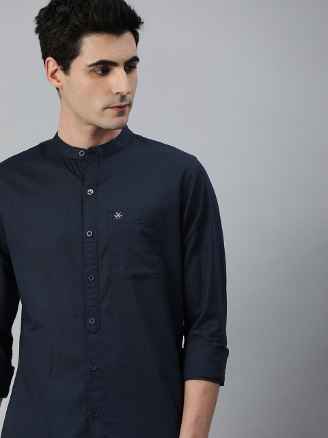 

WROGN Men Navy Blue Slim Fit Solid Casual Shirt